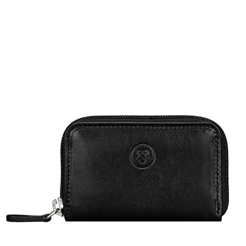 Maxwell Scott - Luxuriöses Leder- Schlüsseletui mit Reißverschluss - Handgefertigt aus italienischen Vollnarbenhäuten - The Vinci Schwarz von Maxwell Scott