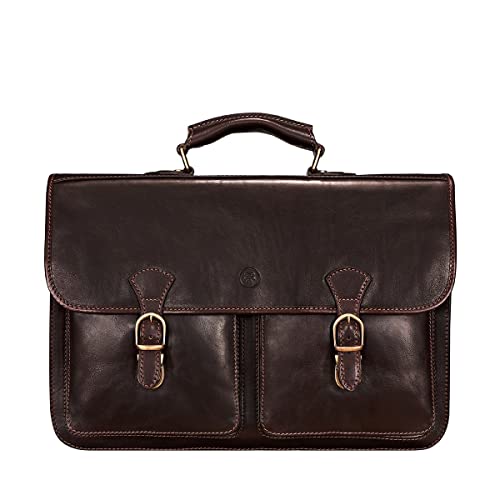 Maxwell Scott Luxus 17” Herren Laptop Satchel Aktentasche in Dunkelbraun - LoretoL von Maxwell Scott