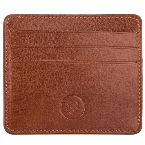 Maxwell Scott - Personalisierte Luxuriöses kompaktes Herren- Leder Kreditkartenhalter - Handgefertigt aus italienischen Vollnarbenhäuten - The Marco Cognac von Maxwell Scott