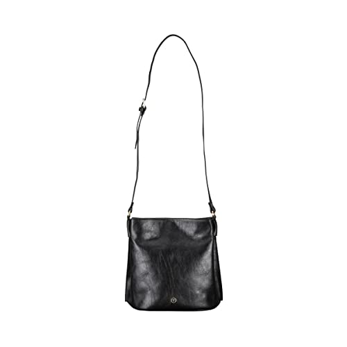 Maxwell Scott - Personalisierte Damen Luxus Leder Bucket Bag mit langem Gurt Crossbody - Handgefertigt aus italienischen Vollnarbenhäuten - The Palermo Schwarz von Maxwell Scott