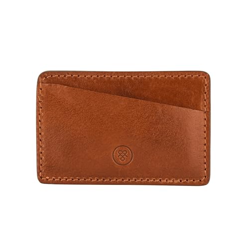 Maxwell Scott - Personalisierte Luxuriöses Leder Kartenhalter für Männer - Handgefertigt aus italienischen Vollnarbenhäuten - The Alberi Cognac von Maxwell Scott
