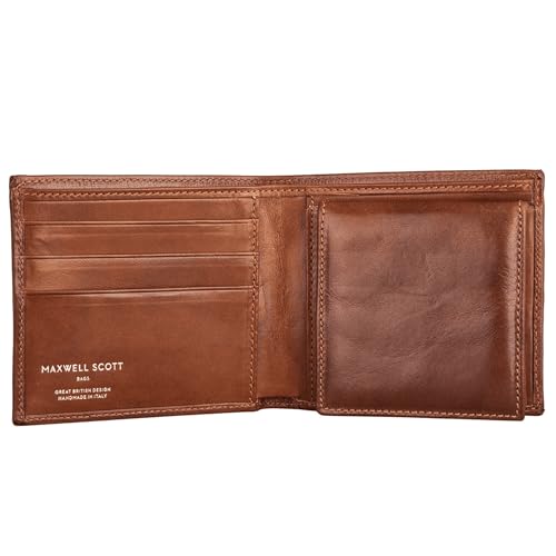 Maxwell Scott - Personalisierte Luxuriöse Herren- Leder Brieftasche mit Münzfach - Handgefertigt aus italienischen Vollnarbenhäuten - The Ticciano Cognac von Maxwell Scott