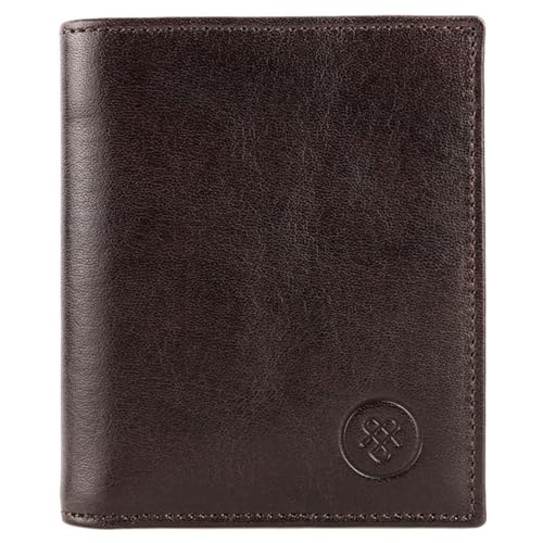 Maxwell Scott - Personalisierte Luxuriöse Herrenleder Bifold Brieftasche mit Münzfach - Handgefertigt aus italienischen Vollnarbenhäuten - The Rocca Dunkelbraun von Maxwell Scott