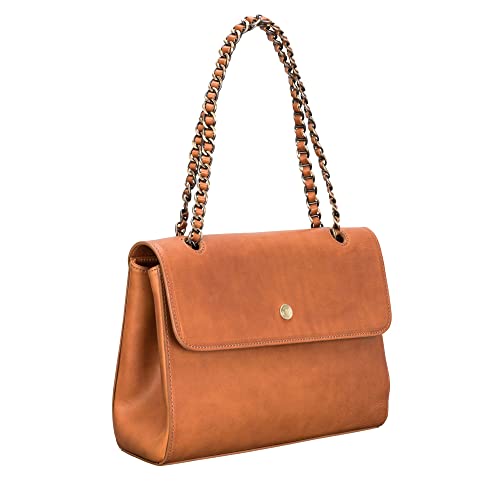 Maxwell Scott - Womens Luxury Leder große Kette Handtasche - Handgefertigt aus italienischen Vollnarbenhäuten - The Atessa Cognac von Maxwell Scott