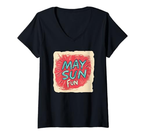 Damen Catch the Rays and the Vibes in May Kostüm T-Shirt mit V-Ausschnitt von May Outfit