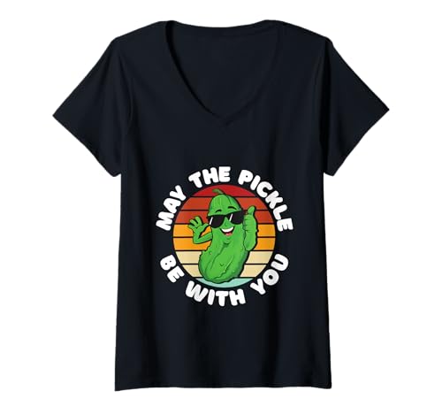 Damen May The Pickle Be with You Gurken Gurken Gemüse Bild T-Shirt mit V-Ausschnitt Damen May The Pickle Be with You Gurken Gurken Gemüse Bild T-Shirt mit V-Ausschnitt von May The Pickle Be With You