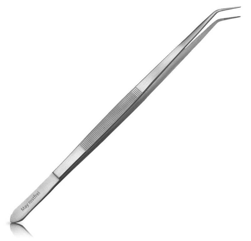 May Präzisionspinzette Universal-Pinzette 25 cm Haushaltspinzette mit feiner Spitze - gebogen von May