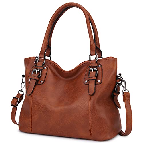 MayBlosom Damen Handtasche, Hobo Tasche Shopper PU leder Umhängetasche Schultertasche Geldbörse für Frauen (Braun) von MayBlosom