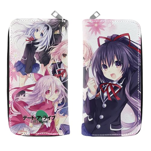 Date A Live Anime Figur Geldbörse, Date A Live Wallet PU-Leder Cartoon Brieftasche Kinder Student Münze Geldbeutel, Digitaldruck Magnetverschluss Lange Clutch Bag Münzgeldbörse (A) von MayDee