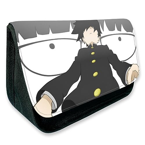 MayDee Mob Psycho 100 Anime Peripherie Zipper Flap Federtasche, Mob Psycho 100 Full Colour Gedruckt Federmäppchen Schulbedarf Student Stationery Box (D) von MayDee