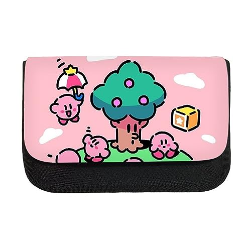 Niedliche Kirby Doppelte Schicht Reißverschluss Federmäppchen Für Mädchen, Star Kirby Große Kapazität Mädchen Kinder Geschenk (B) von MayDee