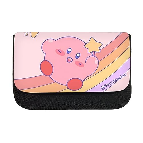 Niedliche Kirby Doppelte Schicht Reißverschluss Federmäppchen Für Mädchen, Star Kirby Große Kapazität Mädchen Kinder Geschenk (E) von MayDee