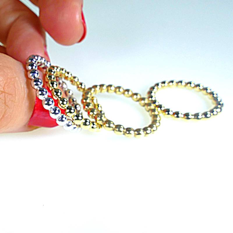 14K Gold 2, 8 Mm Perlen Ehering, Handgefertigter Goldring, Punktierter Voller Perlenring, Gold, Der Weihnachtsring Für Sie Stapelt von MayDesigners