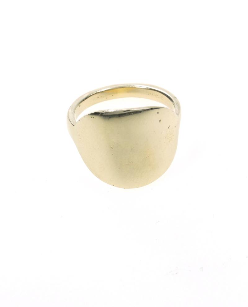 Runder Flacher Siegelring Aus 14K Gold. Handgefertigter Für Männer & Frauen. Statement-Ring Israel. Alternativer Ehering von MayDesigners