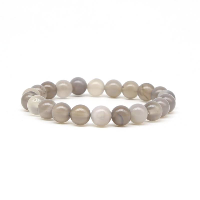 Graues Achat Perlen Armband, Stretch Edelstein Herren Unisex Handgefertigter Schmuck, Geschenk Für Ihn von MayDiyJewelry