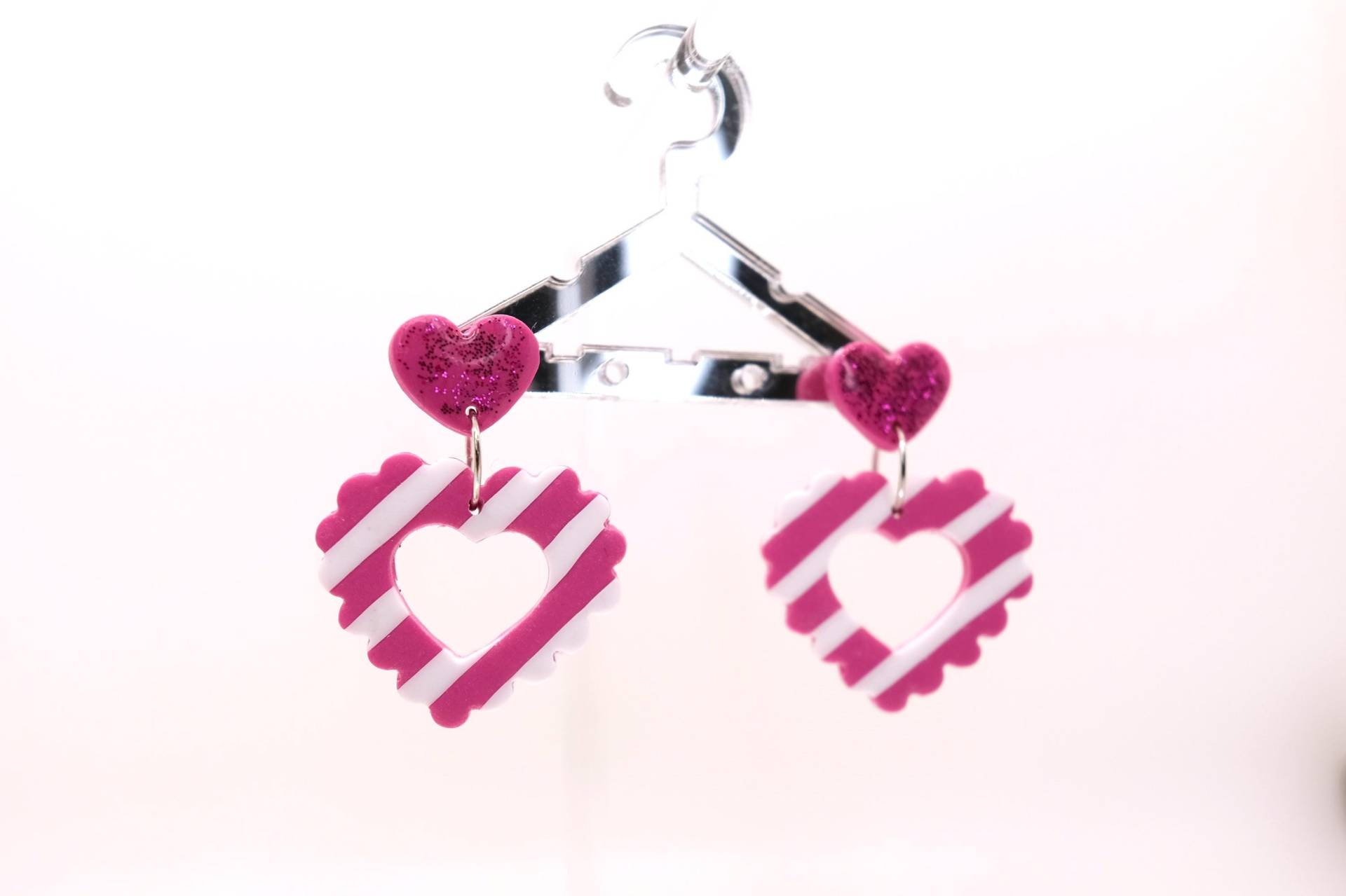 Vintage Valentinstag Rosa Herz Ohrringe/Valentinstag Ohrringe Polymer Clay/Valentinstag von MayFlowersJ