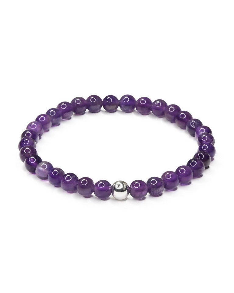 MayTree Armband Amethyst, 16-18 cm, 6mm Geschenk f. Muttertag, Geburtstag, Weihnachten (Stück, 1-tlg), mit Perle aus 925Silber von MayTree