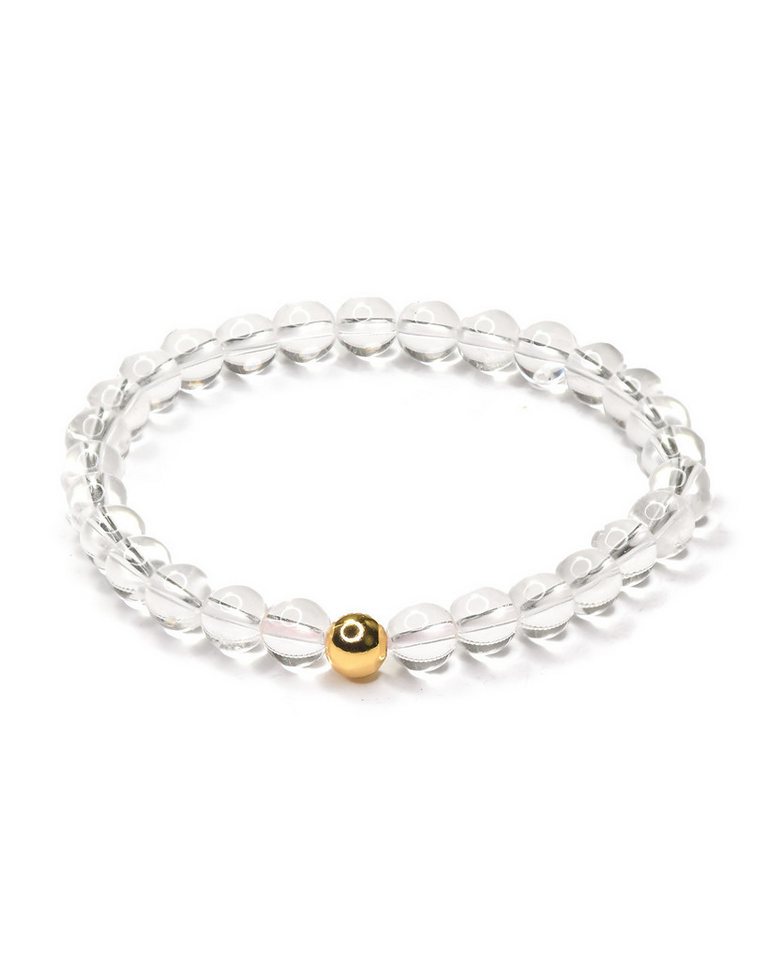 MayTree Armband Bergkristall, 16-18 6mm Geschenk f. Muttertag, Geburtstag, Weihnachten (Stück, 1-tlg), mit Perle aus 925Silber, 24K vergoldet von MayTree