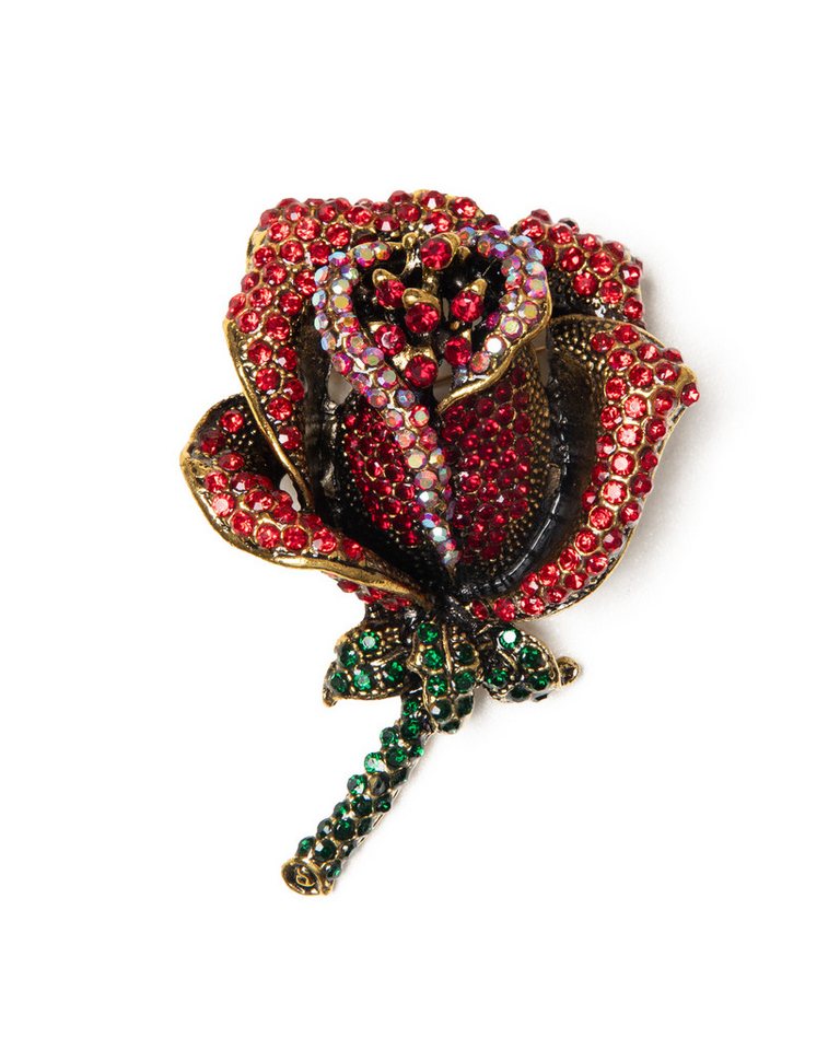 MayTree Brosche "Feuer Rose" (Stück, 1-tlg), Metallbrosche in Form einer blühenden Rose von MayTree