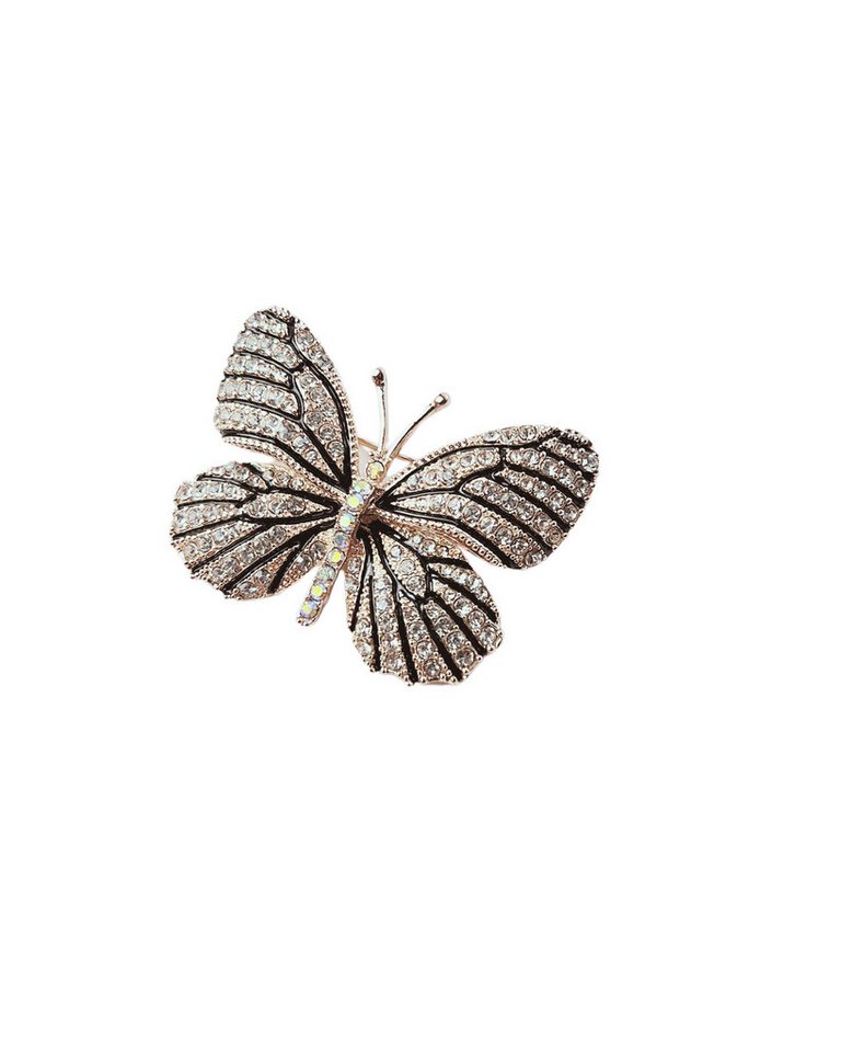 MayTree Brosche "Goldener Schmetterling", Metall goldenfarben, Strass (Stück, 1-tlg), Metallbrosche in Form eines Schmetterlings von MayTree