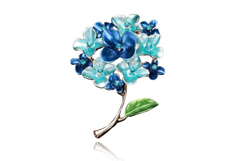 MayTree Brosche "Hortensienblüte", blau mit Strass (Stück, 1-tlg), Metallbrosche in Form einer Hortensienblüte, blau mit Strass von MayTree