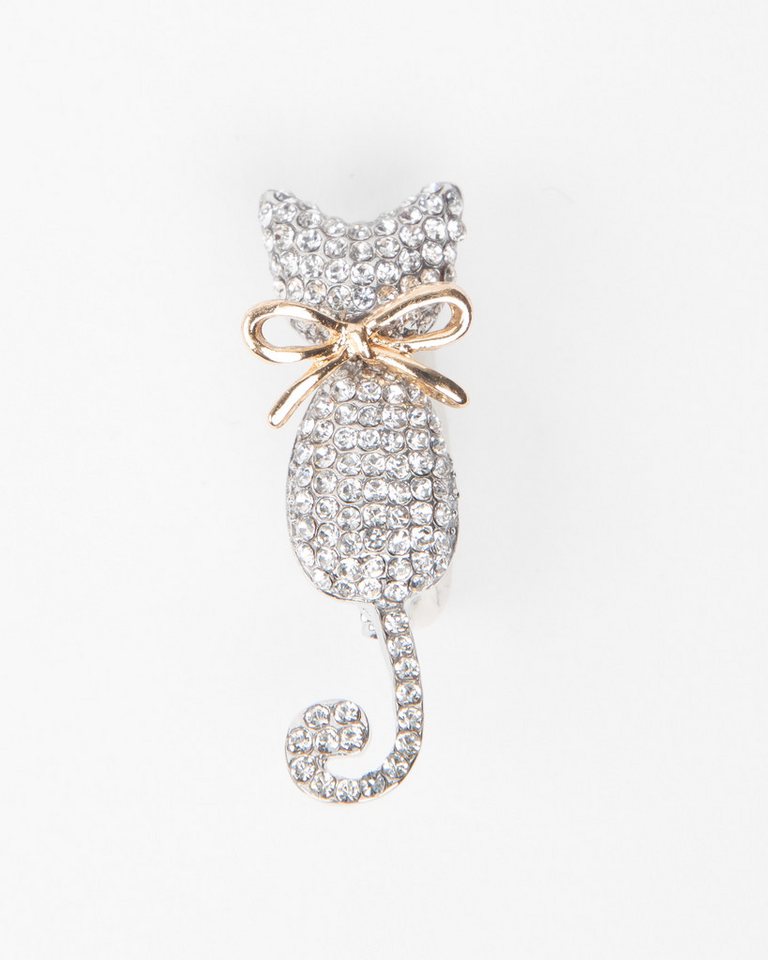 MayTree Brosche "Katze mit Schleife", mit Strass (Stück, 1-tlg), Metallbrosche mit Strass-Steinen von MayTree