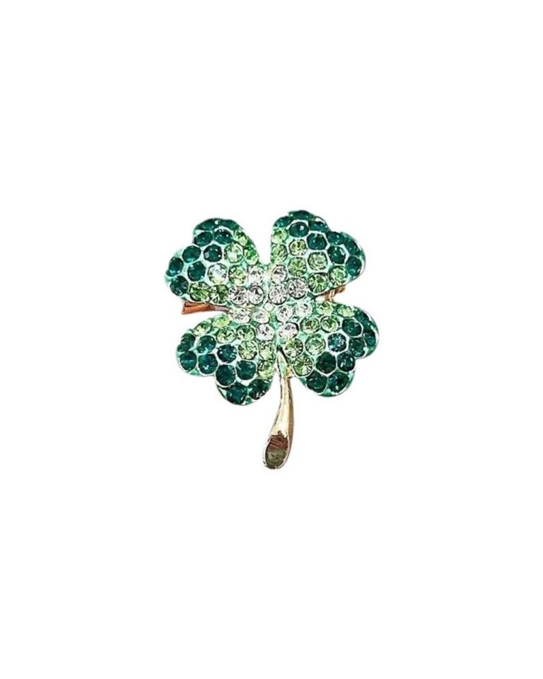 MayTree Brosche "Kleeblättchen", grün (Stück, 1-tlg), Metallbrosche mit Glassteinen und Strass in Form eines Klees von MayTree