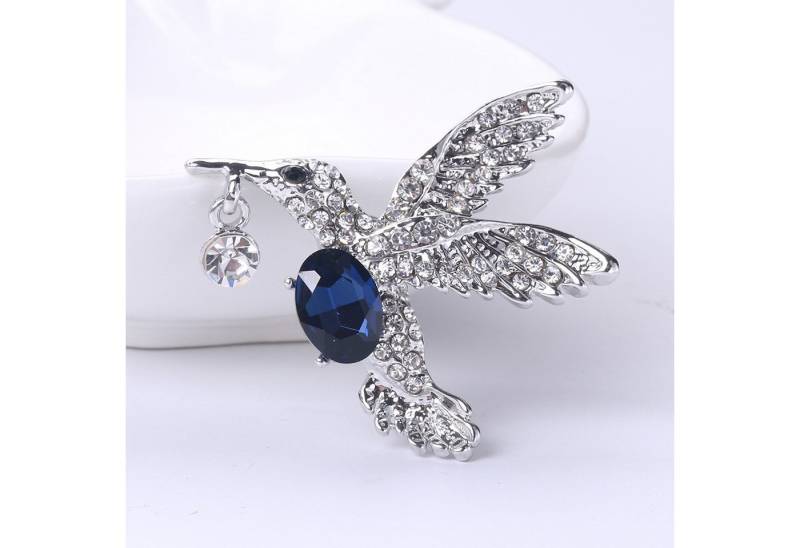 MayTree Brosche "Kolibris" mit Strass und Glass-Stein (Stück, 1-tlg), Metallbrosche in Form eines Kolibris, mit Strass und Glass-Stein von MayTree