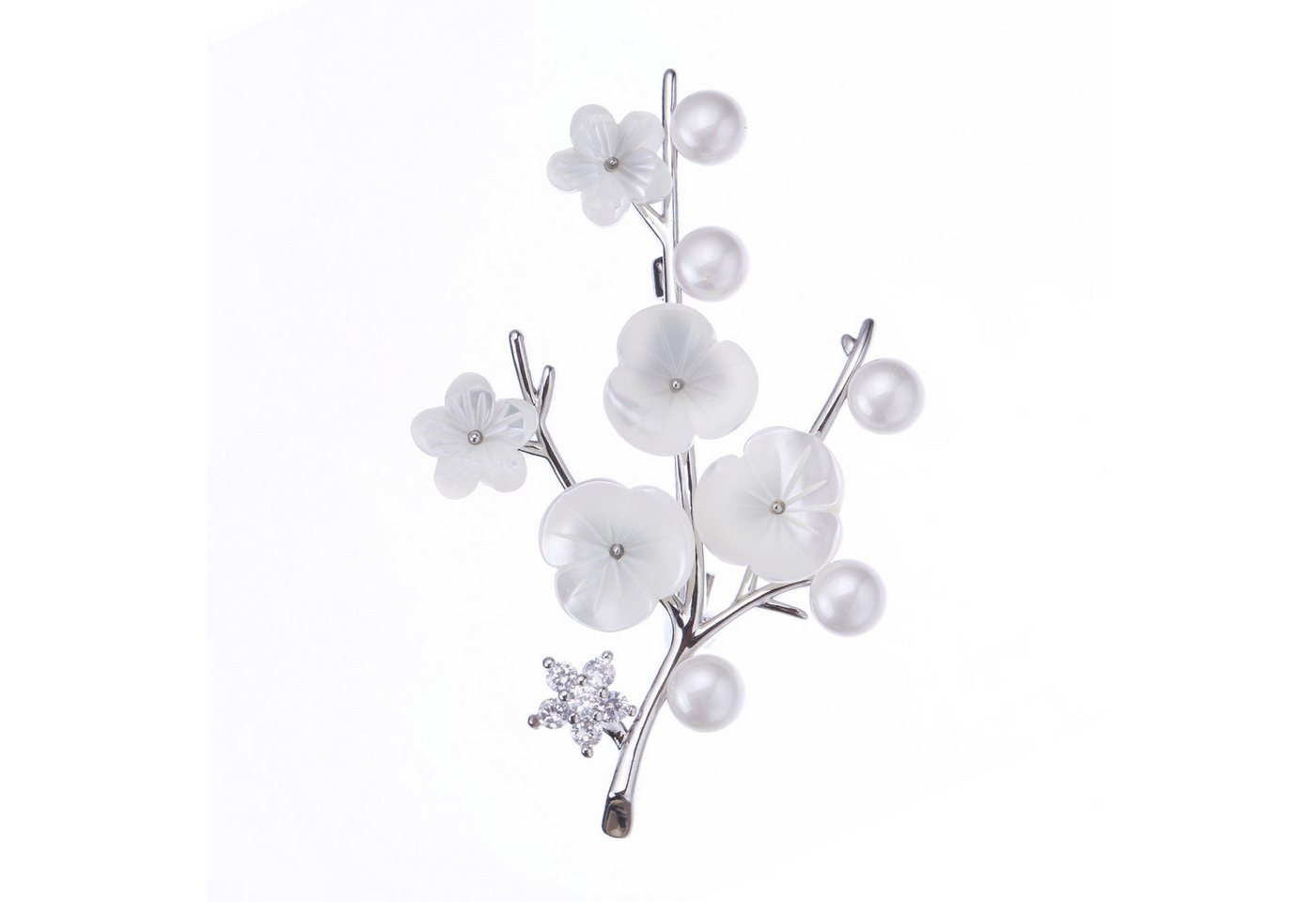 MayTree Brosche "Mandelblüte", Perlmut mit Zierperlen und Strass (Stück, 1-tlg), mit Perlmut, Zierperlen und Strass von MayTree