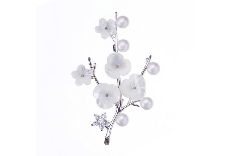 MayTree Brosche "Mandelblüte", Perlmut mit Zierperlen und Strass (Stück, 1-tlg), mit Perlmut, Zierperlen und Strass von MayTree
