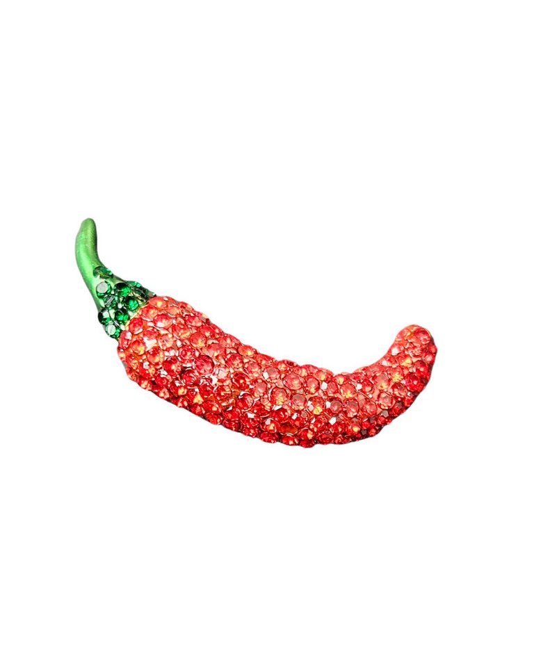 MayTree Brosche MayTree Brosche "Chili ", rot grün mit Strass (Stück, 1-tlg), Metallbrosche mit rotem und grünem Strass von MayTree