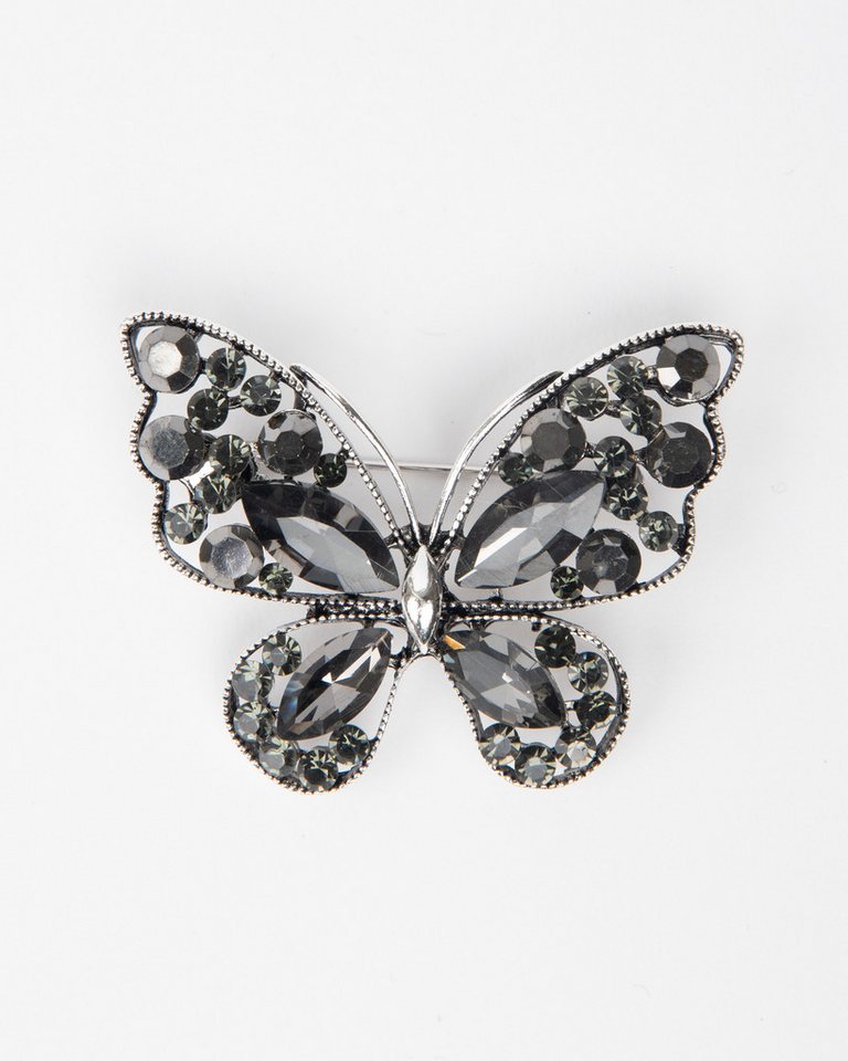 MayTree Brosche "Schmetterling Anthrazit", mit brilliantem Strass (Stück, 1-tlg), Metallbrosche in Form eines schönen Schmetterlings von MayTree
