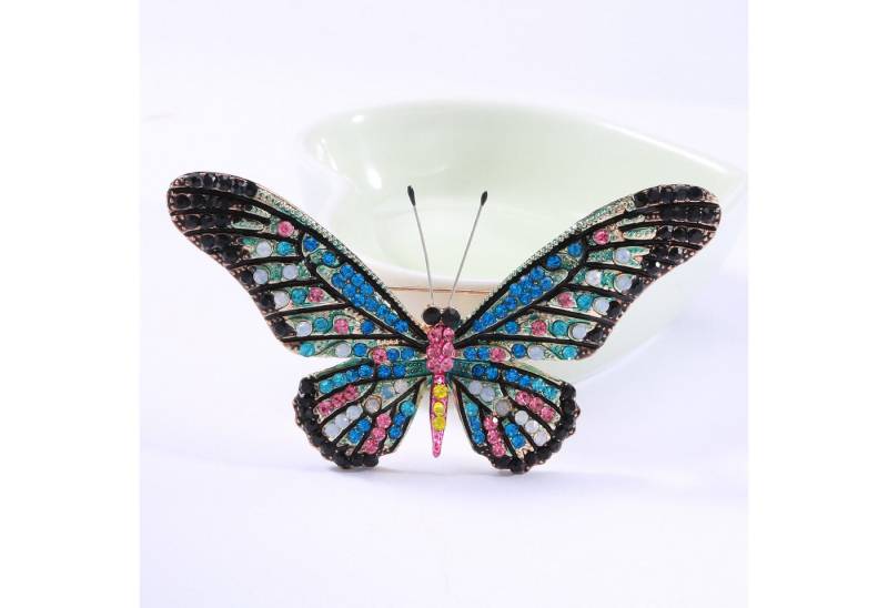 MayTree Brosche "Schmetterling", mit buntem Strass (Stück, 1-tlg), Metallbrosche in Form eines Schmetterlings, mit buntem Strass von MayTree