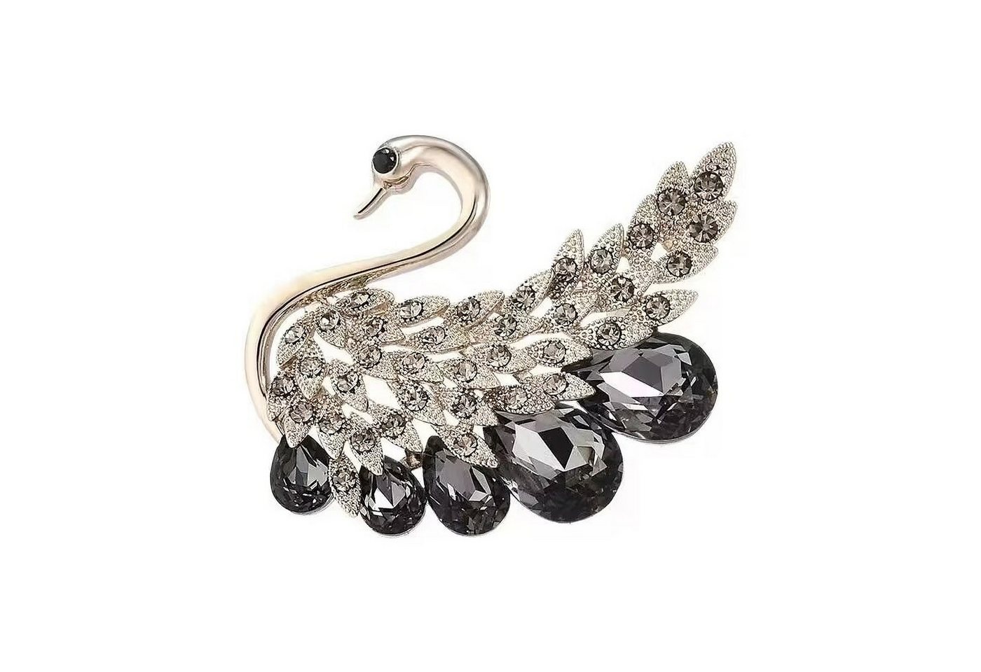 MayTree Brosche "Schwan", anthrazit (Stück, 1-tlg), Metallbrosche mit Glassteinen und Strass in Form eines Schmetterlings von MayTree