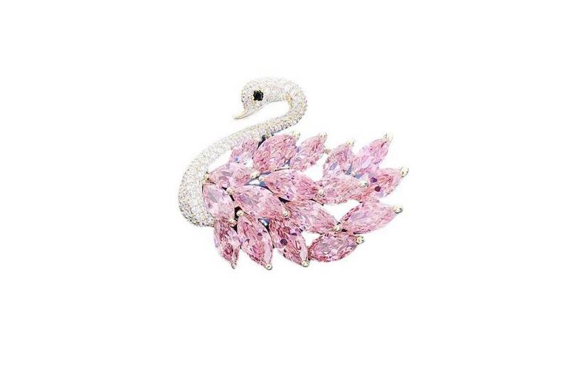 MayTree Brosche "Schwan",rosa (Stück, 1-tlg), Metallbrosche mit Glassteinen und Strass in Form eines Schmetterlings von MayTree