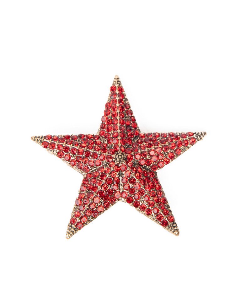 MayTree Brosche "Stern" rot (Stück, 1-tlg), Metallbrosche in Form eines strahlenden Sterns von MayTree