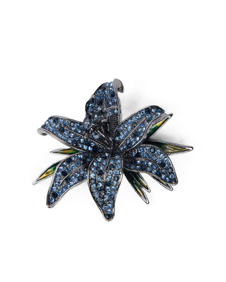 MayTree Brosche "Taglilie", brilliant dunkelblau (Stück, 1-tlg), Metallbrosche in Form einer blühenden Taglilie von MayTree