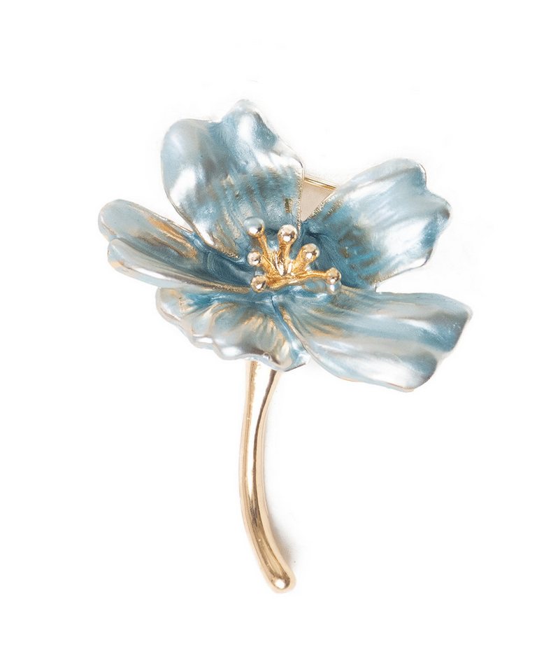 MayTree Brosche "blaue Blüte", Metallbrosche (Stück, 1-tlg), Metallbrosche in Form einer blauen Blüte von MayTree