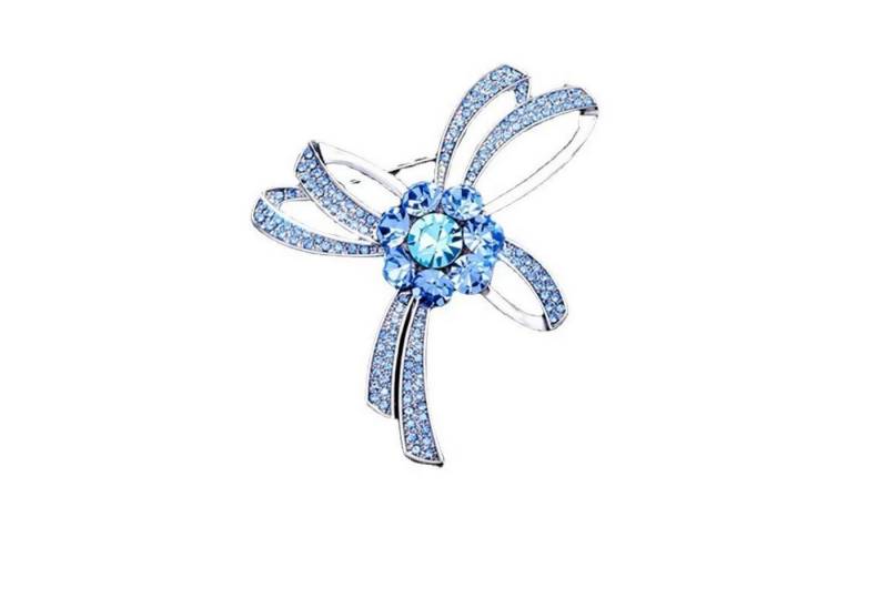 MayTree Brosche "blaue Schleife", mit Strass-Steinen blau (Stück, 1-tlg), Metallbrosche in Form einer Schleife mit blauen Strass-Steinen von MayTree