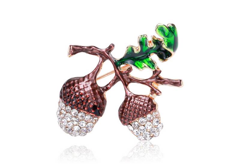 MayTree Brosche "zwei Eicheln", mit Strass (Stück, 1-tlg), Metallbrosche in Form zwei Eicheln, mit Strass von MayTree