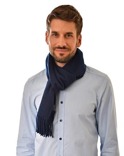 MayTree Kaschmir-Schal in verschiedenen Farben Herren und Damen, Unisex Woll-Schal aus 100% Kaschmir, einfarbig und kariert, 180 x 30 cm (marine blau) von MayTree