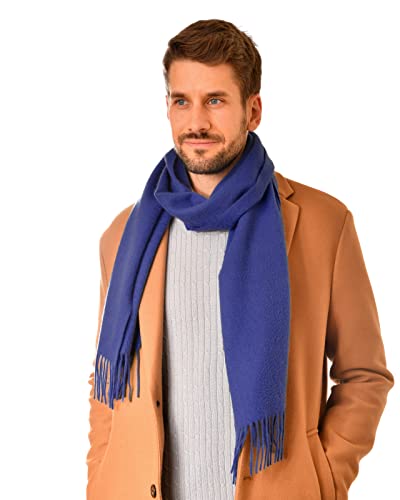 MayTree Kaschmir-Schal in verschiedenen Farben Herren und Damen, Unisex Woll-Schal aus 100% Kaschmir, einfarbig und kariert, 180 x 30 cm (jeans blau) von MayTree
