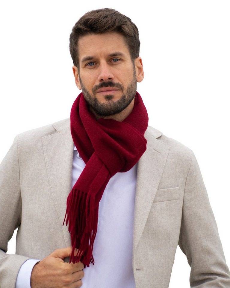 MayTree Kaschmirschal Unisex, 180 x 30cm, mit Fransen, einfarbig weinrot, (Stück, 1-St), 100% Kaschmir von MayTree