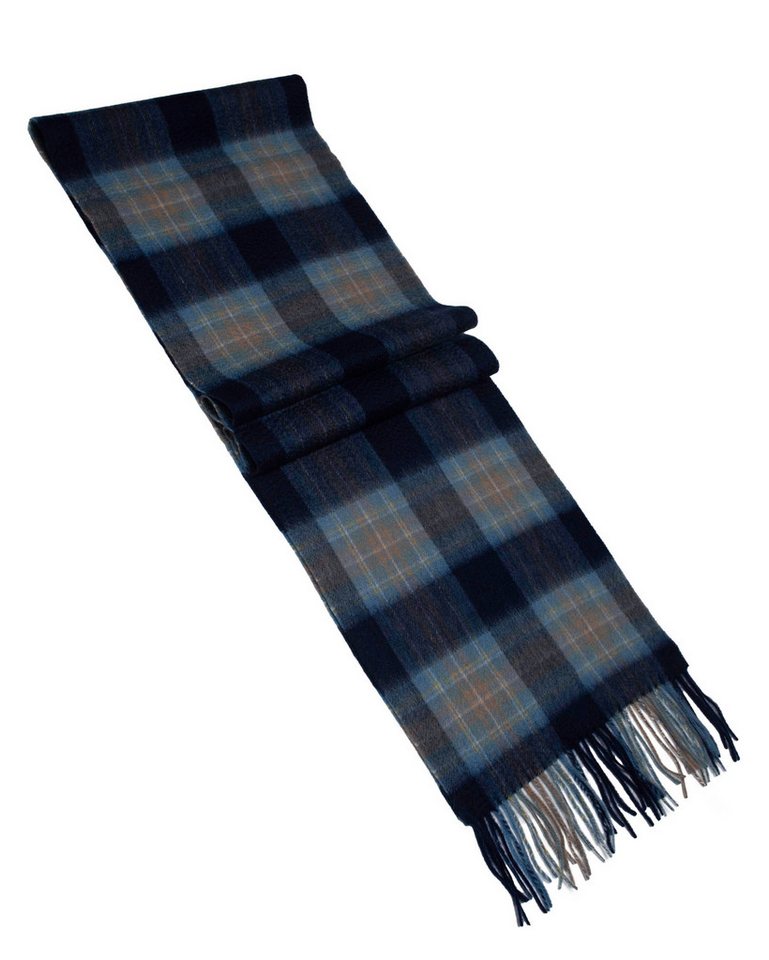 MayTree Kaschmirschal Unisex, 180 x 30cm, mit Fransen, feinkariert Tartan blau grau, (Stück, 1-St), 100% Kaschmir von MayTree