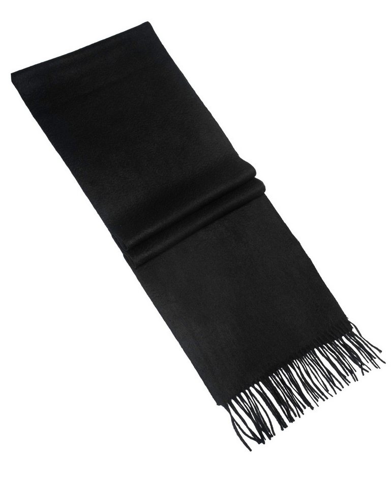 MayTree Kaschmirschal Unisex, 180 x 30cm, mit Fransen, gewebt einfarbig Schwarz, (Stück, 1-St), 100% Kaschmir von MayTree