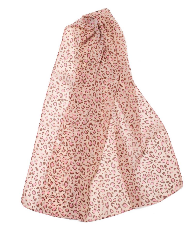 MayTree Modeschal leichter Chiffonschal Damen Leopard 48x150cm, rosa, Frühling Sommer, (Stück, 1-St) von MayTree