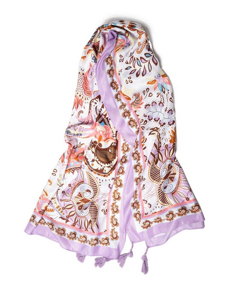 MayTree Modeschal leichter großer Sommerschal Strandschal Damen Boho 85 x180 pink, Saron, (Stück, 1-St) von MayTree