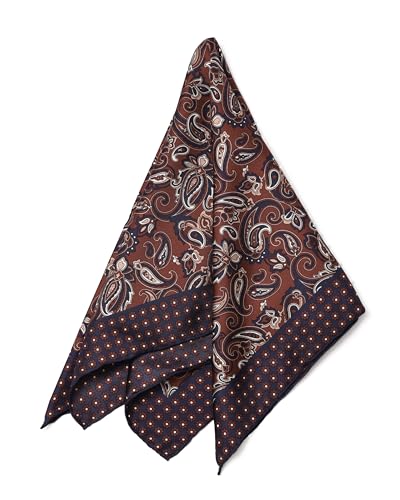 MayTree Seidentuch, Handrolliertes Herrenseidentuch aus Twill-Seide 53x53, Paisley m. Rand Magenta von MayTree