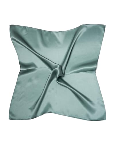 MayTree Seidentuch aus 100% Maulbeer-Seide - Quadratisch einfarbig Jade grün 53x53 - Luxuriöses Damen Halstuch - Eleganter Bandana-Schal für Damen - Luxus und Komfort für Erwachsene von MayTree