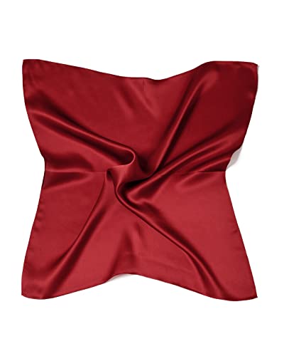 MayTree Seidentuch aus 100% Maulbeer-Seide - Quadratisch einfarbig kirsch rot 53x53 - Luxuriöses Damen Halstuch - Eleganter Bandana-Schal für Damen - Luxus und Komfort für Erwachsene von MayTree